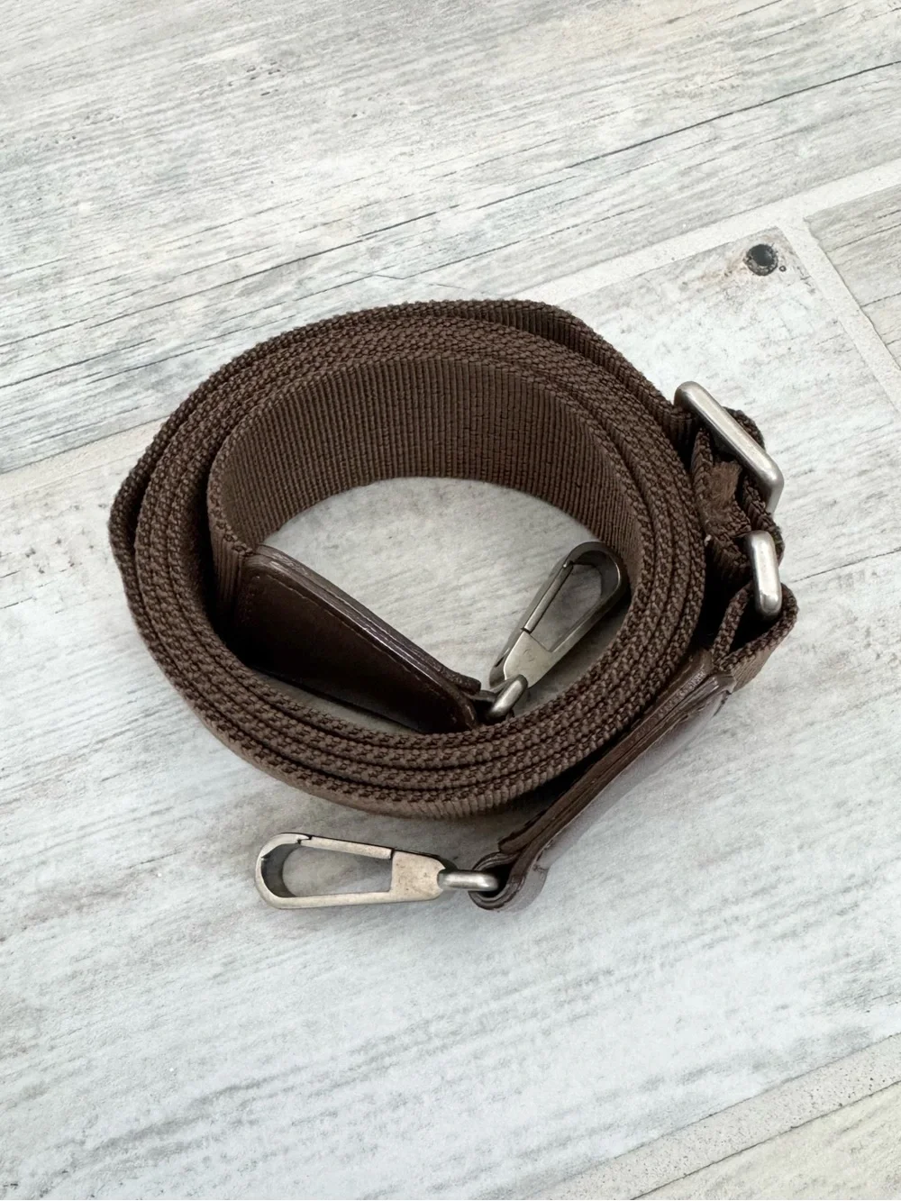 Chanel Brown Nylon Leather Adjustable Shoulder Strap